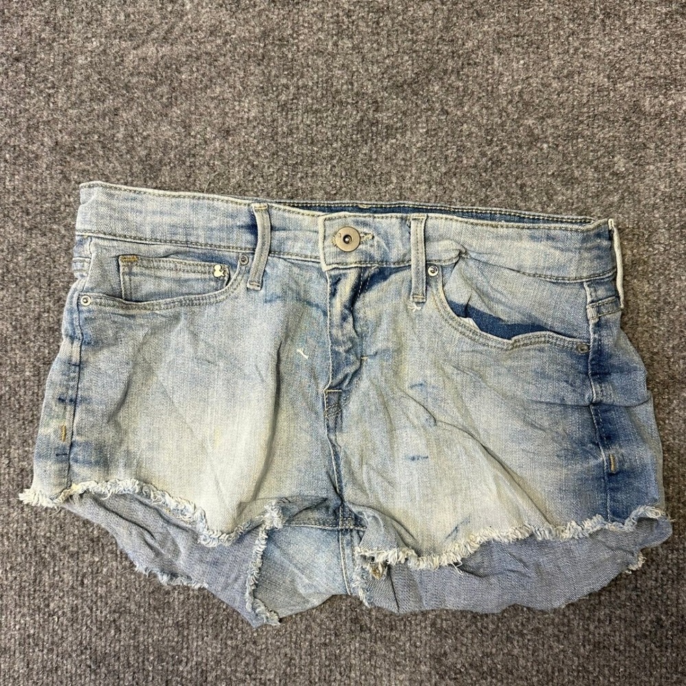 H&M Shorts Womens Size 4 Blue Denim Cut Off Low Rise Frayed Hem Casual Summer